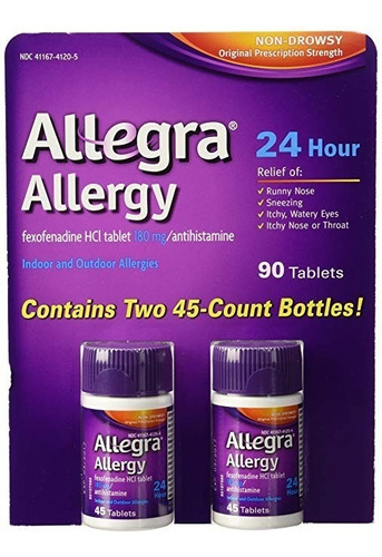 Allegra Alérgicos - 45 Comprimidos (180 Mg Cada Una) 2 Paque