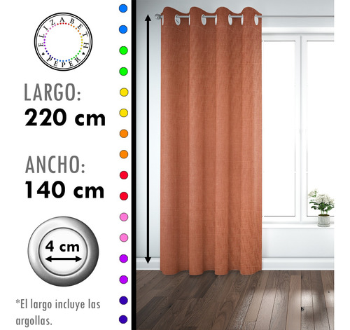 Set De Cortinas Blackout 2 Paños De 140 X 220 Cm Naranja