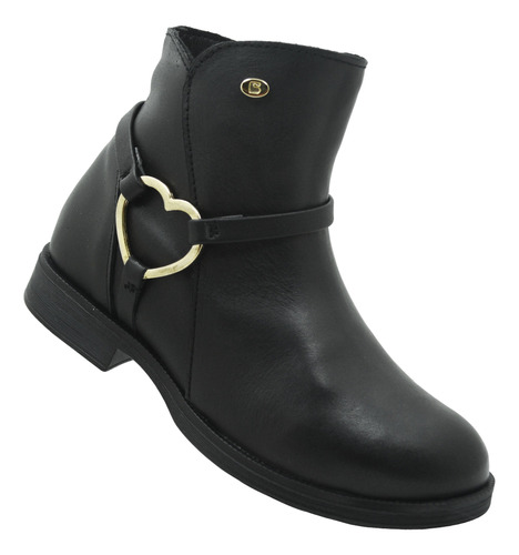 Media Bota Coqueta 92308-a Piel Negro Niñas