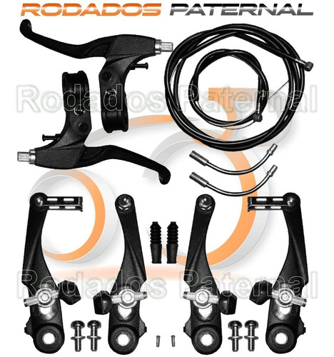 Imagen 3 de 9 de Kit Frenos V-brake Para Bicicleta Resina Completo Con Cables