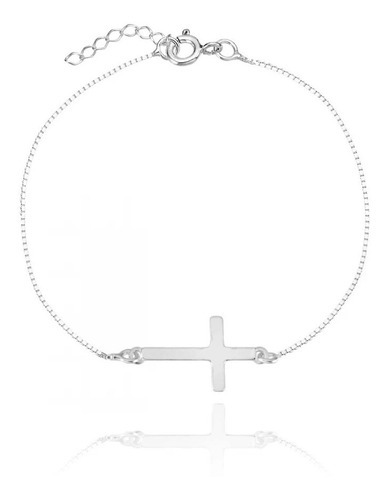 Pulseira De Prata Legítima 925 Cruz Lisa  Comprimento 19 Cm Cor Prateado Diâmetro 19 Cm