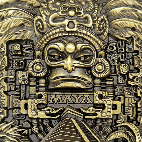 Moneda Con Medallón De Bronce De La Profecía Maya De 80 Mm D
