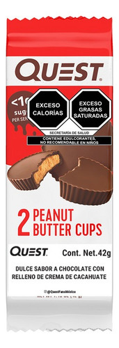 Peanut Butter Cups Quest Nutrition crema de cacahuate con leche y cacahuates caja 42 g 2 u pack x 12