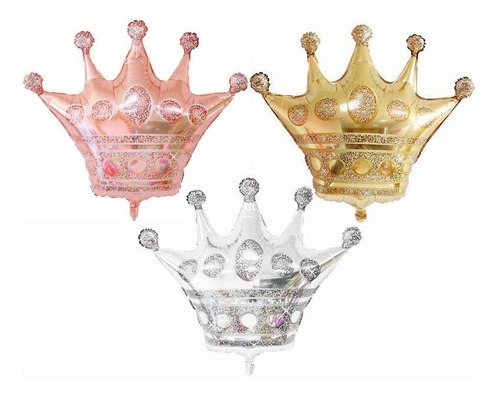 Globo Corona Metalizada Decoracion Cumpleaños Con Estrellas Color Rosa