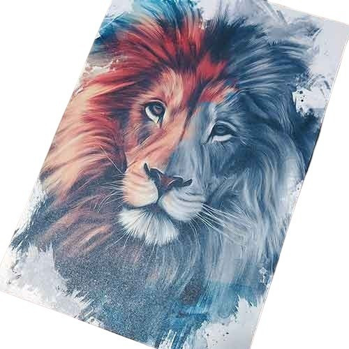 Imagem 2 de 5 de Quadro Decorativo Leão De Judá Colorido Abstrato Placa A4