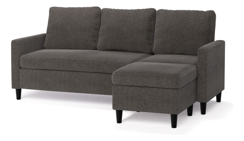 Sofá Zinus Hudson Seccional 3 Cuerpos Gris Oscuro