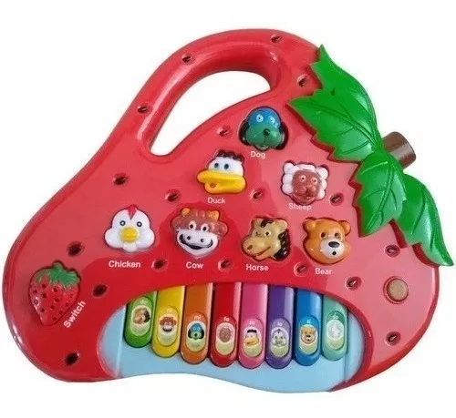 Teclado Piano Brinquedo Infantil Bichos Morango Musical Sons