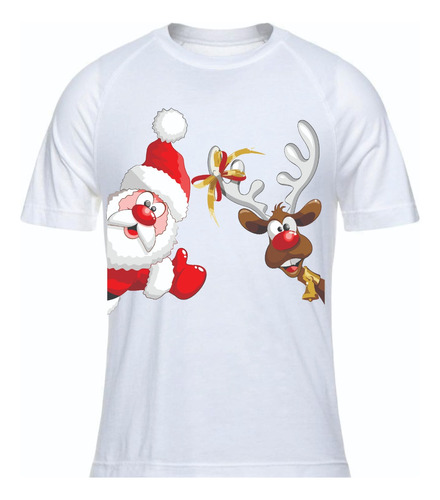 Camisetas Navidad Reno Papa Noel Santa Clauss Lado Mn