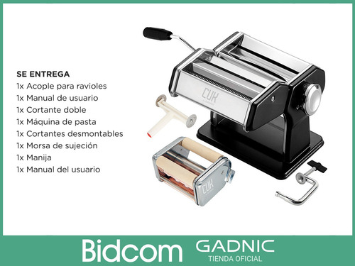 Fabrica Pastas Gadnic + Raviolera Con Cortante Maquina Fideo