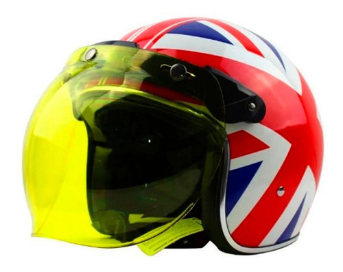 Mica Burbuja Abatible Gdr Casco Chopper Abierto 3/4 Amarillo