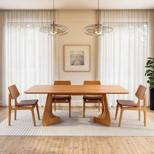 Kit Mesa De Jantar Paineira 210cm E 4 Cadeiras Jandaia Wt
