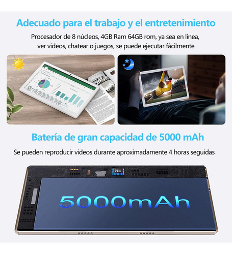 Tablet LNMBBS L23 10.1" 64GB de almacenamiento y 4GB de memoria RAM color Dorado