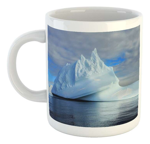 Taza Ceramica Iceberg Bote Mar Helado Hielo Blanco N1