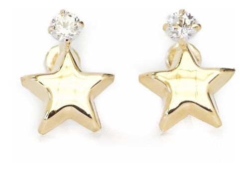 Amor Eterno - Broqueles / Estrella Diamante / Aretes Oro 10k