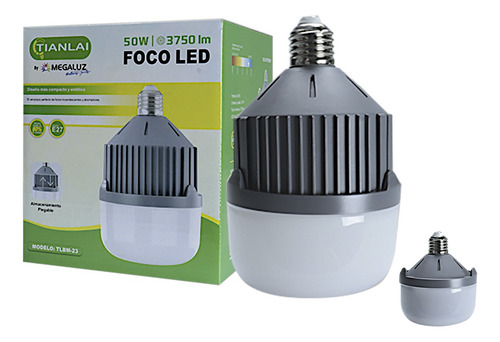 Foco Led Luz Fria Retractil Plegable Base E27 50w Pack 6 Pzs