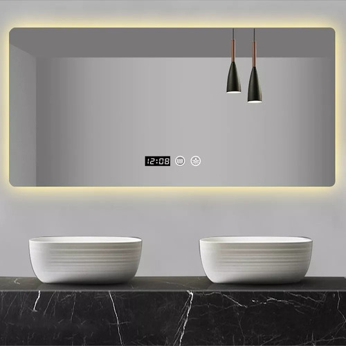 Banna Espejo Led Para Baño 50x70cm Touch 3 Modo Con Función Antiva, Espejo De Luz Ajustable, Antivaho,visualización De La Hora Y La Temperatura, A Prueba De Explosiones, Instalación Sencilla