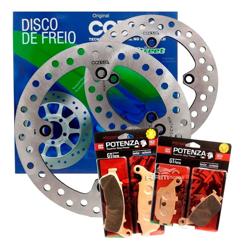 Kit Discos Freio Xre 300 Até 2018 Com Abs +pastilhas Potenza