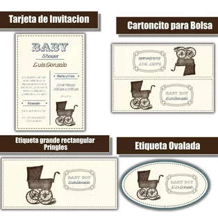 Kit Imprimible Bebe Baby Carreola Vitage Ll5 Candy Bar Cum