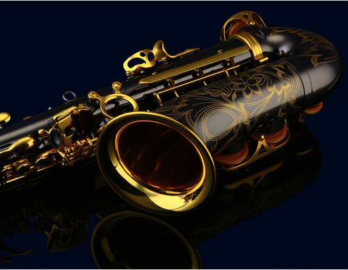 Saxo Alto Kuno Kas-901b Negro Con Llaves Doradas Profesional