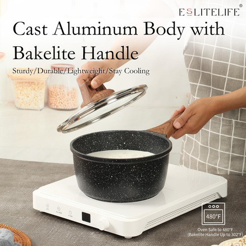 Pan De Salsa Antiadherente De Eslite Life Con Tapa, 1.5 Qt S