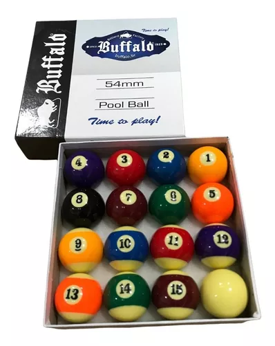 Ref: E13218-54 - Jogo de Bolas Para Bilhar Numeradas 54mm Buffalo