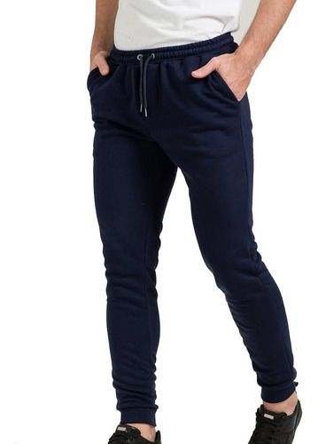 Pantalon Jogging Hombre Wrangler Clasico Friza Puño Azul Pre