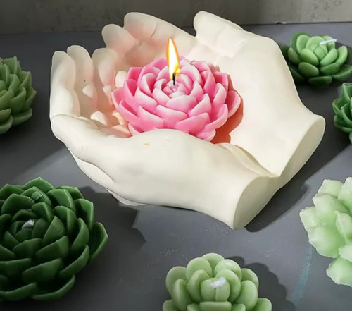 Molde Silicona Flor Suculenta Puntas Grande 3d Velas Jabones Transparente