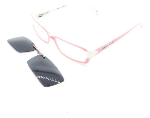 Óculos E De Sol Clip-on Retro Prorider Rosa E Branco