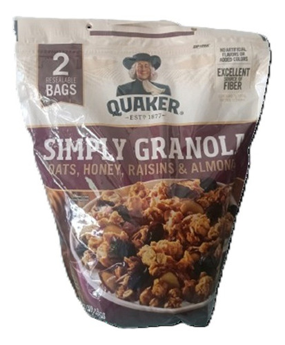Quaker Granola Cereal Oats Raisins Almonds 2 Bolsas De 978gr