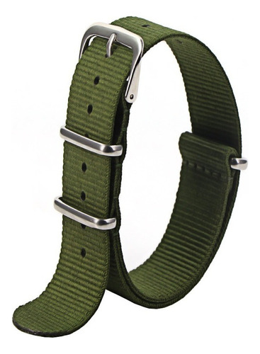 Pulseira 18mm, 20mm, 22mm, 24mm,26mm Nato Zulu Nylon Militar Cor Verde 22mm