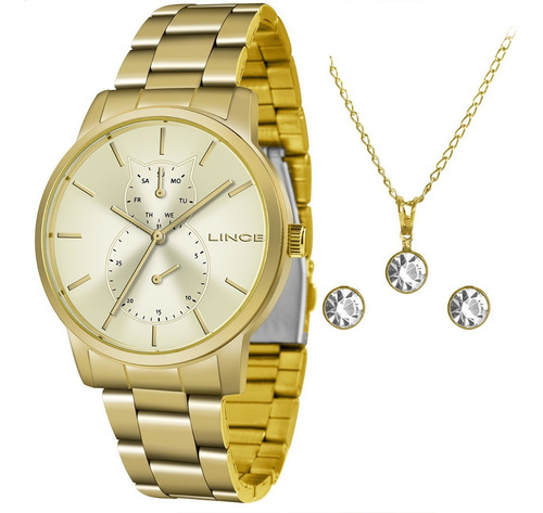 Imagem 1 de 9 de Relógio Lince Multifunção Feminino Lmgj086l C1kx + Kit C/nf