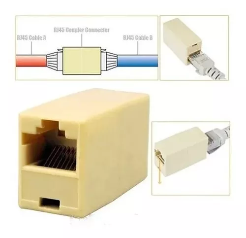 Conector - Empalme para cables UTP - Conector de entrada RJ45 - Conector de  salida RJ45 - Compatible con UTP categoría 6 - Pérdidas mínimas - PT REFURB