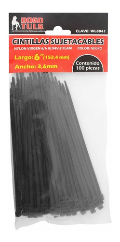 100 Cintillas Sujetacable 6 Color Negro