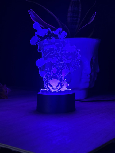 Lampara Led 3d Gengar Pokemon Base Con Luz 16 Colores