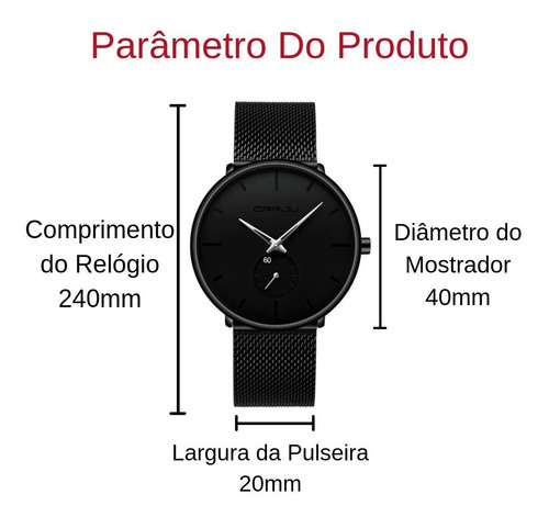 Relógio Masculino Crrju Original Com Pulseira Preta De Luxo