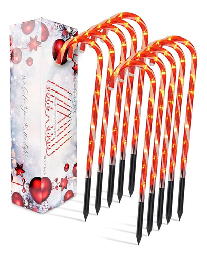 Led Christmas Candy Cane Pathway Marker Lights Set Of 10 Xma