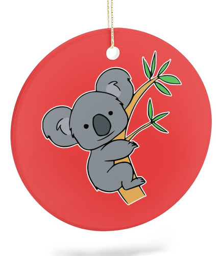 Adorno Navidad Koala Dibujo Animado Redondo Para Colgar