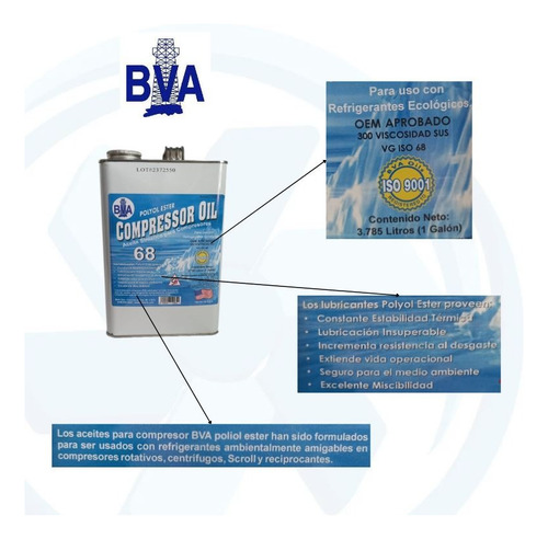 Aceite Sintético Para Compresor Polioléster Iso-68 1galon