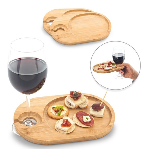 Set De Tablas Wine Snack En Madera Comida Familia Cocina