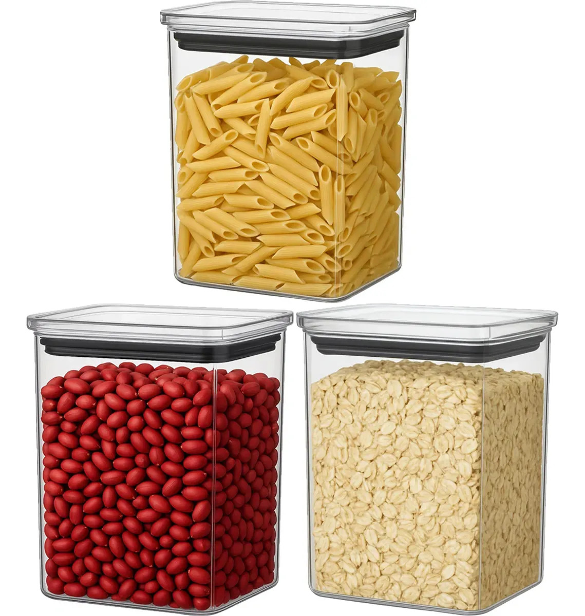 3 Potes Hermeticos Cozinha Alimentos Organizador 1,3 Litros