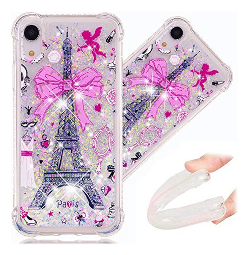 Cotdinforca iPhone XR Case, 3d Cute Painted Glitter Liquid S