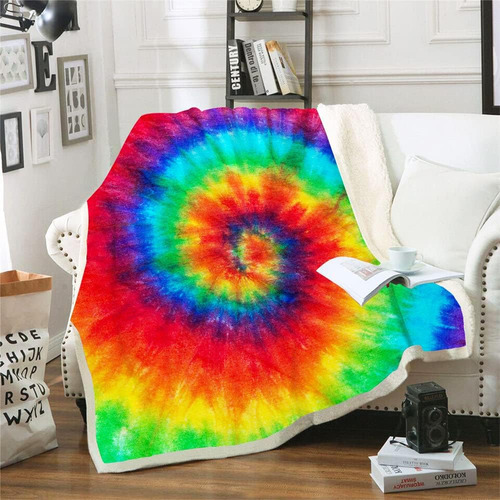 Yanr Rainbow Tie Dye Mantas Y Mantas Patrón Psicodélico En E