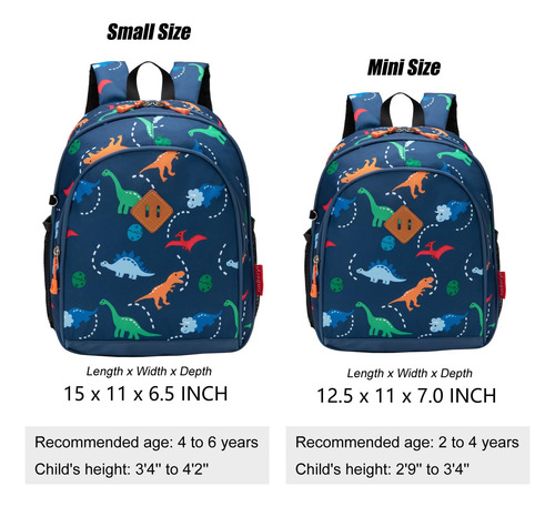 Mochila Jinberyl Para Niños Pequeños, 12 Pulgadas, Dinosauri