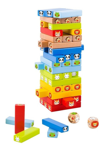 Juego Didáctico Torre Apilable De Animales Madera Magnific 