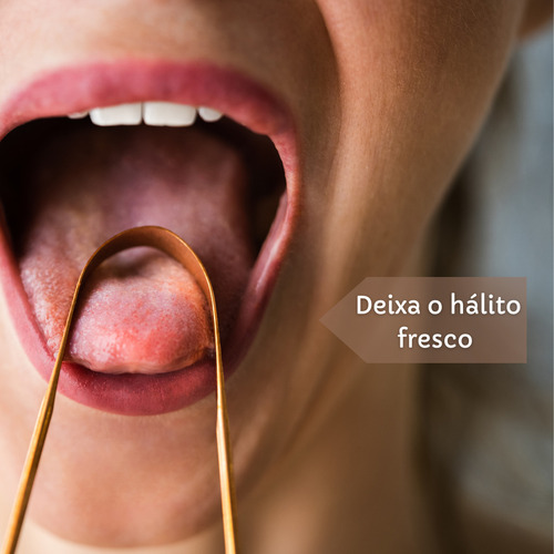 Raspador Limpador Limpa Língua NO2PROBLEMS Cor Cobre Ayurveda Puro Bucal
