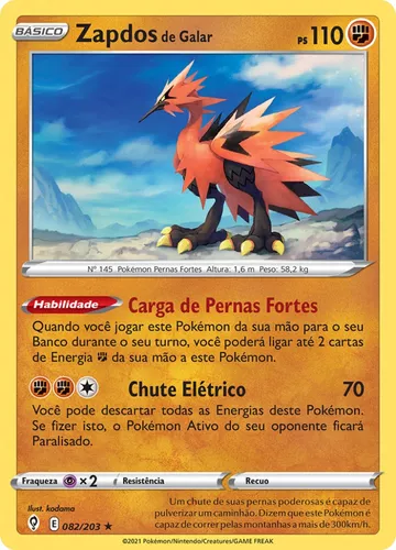 Carta Pokémon Lendário Zapdos De Galar - Céus Em Evolução