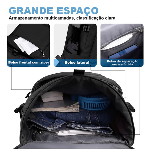 Mochila De Viagem Grande Capacidade Reforçada Vários Bolsos