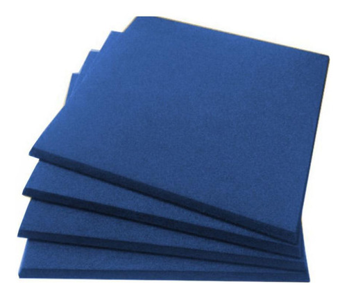 Espuma Acústica 50cm X 50cm X 5cm Lisa Azul Kit Com 6 Placas