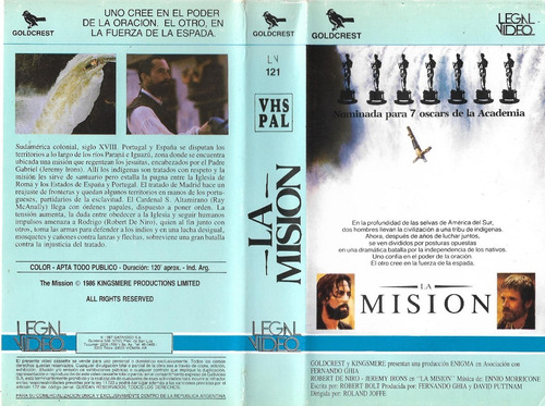 La Mision Vhs Robert De Niro Jeremy Irons Ennio Morricone Mw