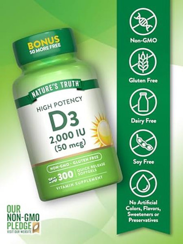 Nature's Truth Vitamina D3 2000 Ui 300 Softgels